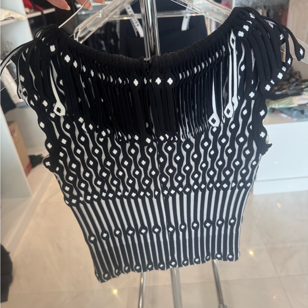 Alaia Black and White Graphic Embellished Blouse - Picture 3 of 4